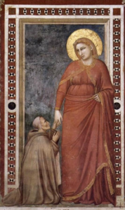 Giotto di Bondone_Maria Maddalena e il Cardinal Pontano_riquadro dalla Cappella della Maddalena 1307-1308 – Assisi, Basilica inferiore di San Francesco